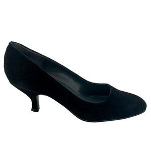 Ann Marino Black Suede Leather Round Toe Kitten Heel Mary Jane Pumps High heels